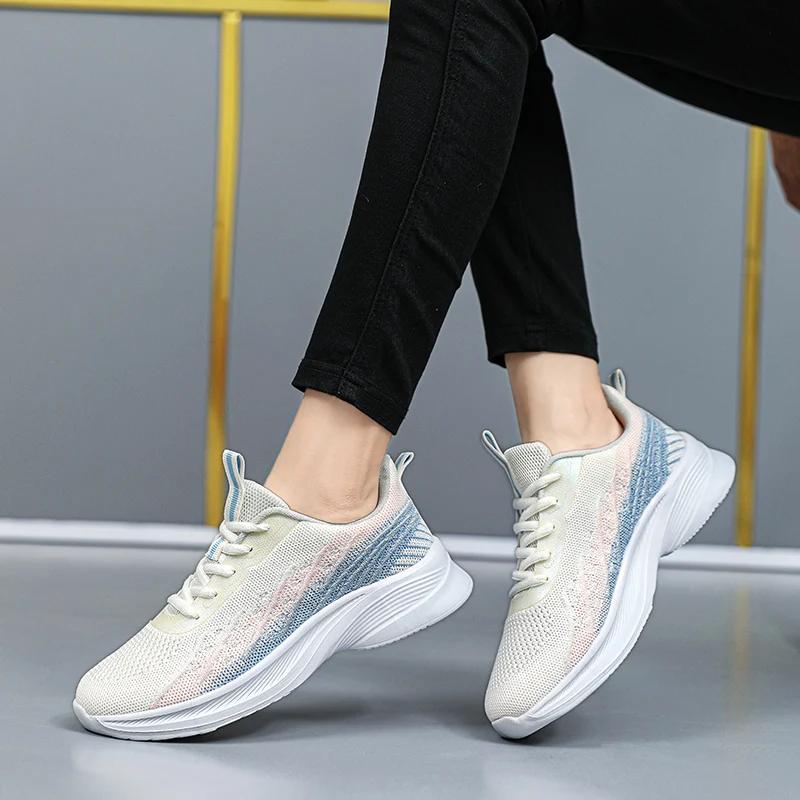 High Quality Flying Woven Sports Casual Women's Shoes Ultra-lightweight Running Shoes Women's Non-slip Fashionable Shoes