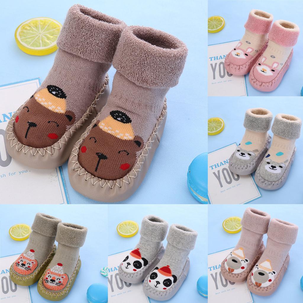 Милые теплые напольные носки с героями мультфильмов для новорожденных мальчиков и девочек, противоскользящие детские шаговые носки