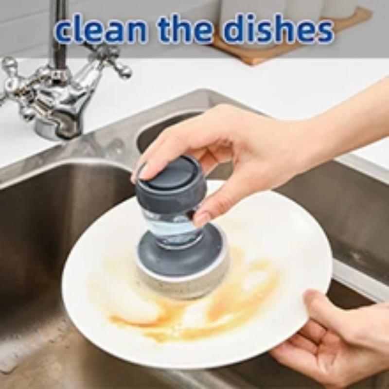 Набор из 2 щеток для мытья посуды с дозатором мыла, набор кухонных скребков для мытья посуды с поддоном для слива для мытья тарелок/кастрюль