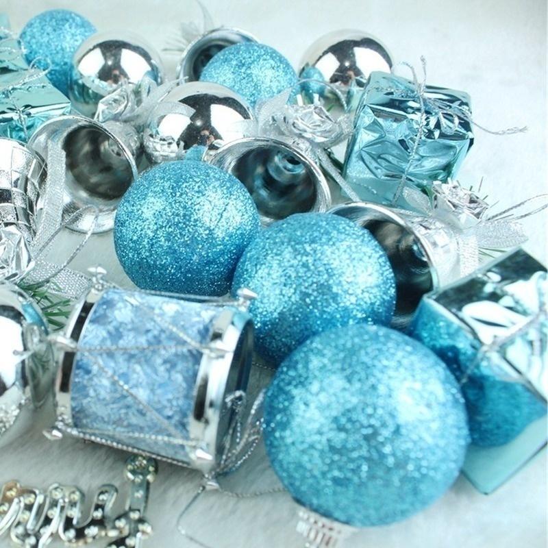 32 Pcs/set Lake Blue Christmas Lotto Pack Pendant Christmas Tree Ornaments Christmas Pendant
