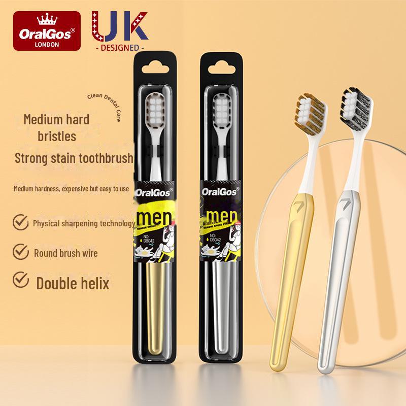 Высококачественная зубная щетка для мужчин со щетиной средней жесткости — эффективное удаление пятен, в индивидуальной упаковке, оригинальная.