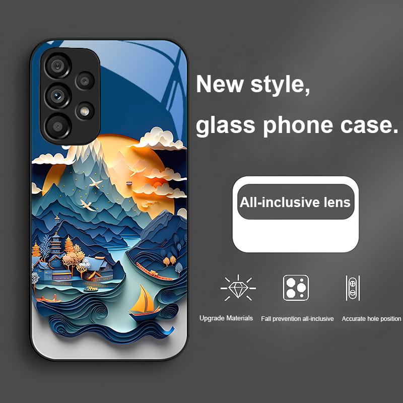 Зимняя Снежная Гора Для Samsung Galaxy S24 Plus S20 21 FE S23 Ultra S8 9 A70 72 73 50 51 52 53 Закаленное Стекло Чехол для Телефона