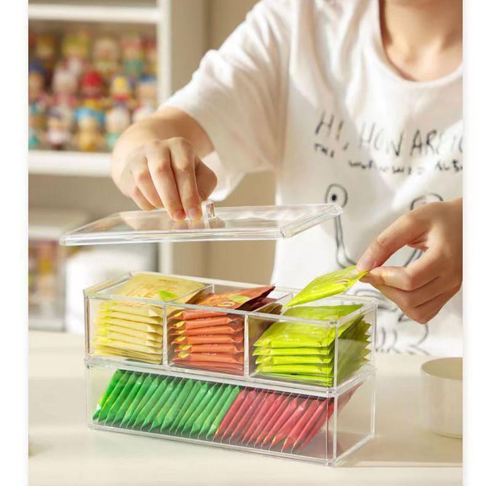 Акриловый органайзер для чайных пакетиков 22*8.5*5.5 см Сортируйте и организуйте Полки для хранения Гостиная