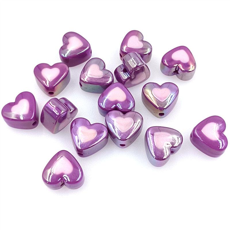 10 шт. темная серия с УФ-покрытием, два цвета, 3D акриловые бусины в форме сердца любви, свободные бусины, аксессуары ручной работы для изготовления ювелирных изделий