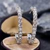 Huitan Women Hoop Earrings Full Shining Cubic Zirconia Versatile Party Accessories Fashion Wedding Elegant  Zircon for Lady