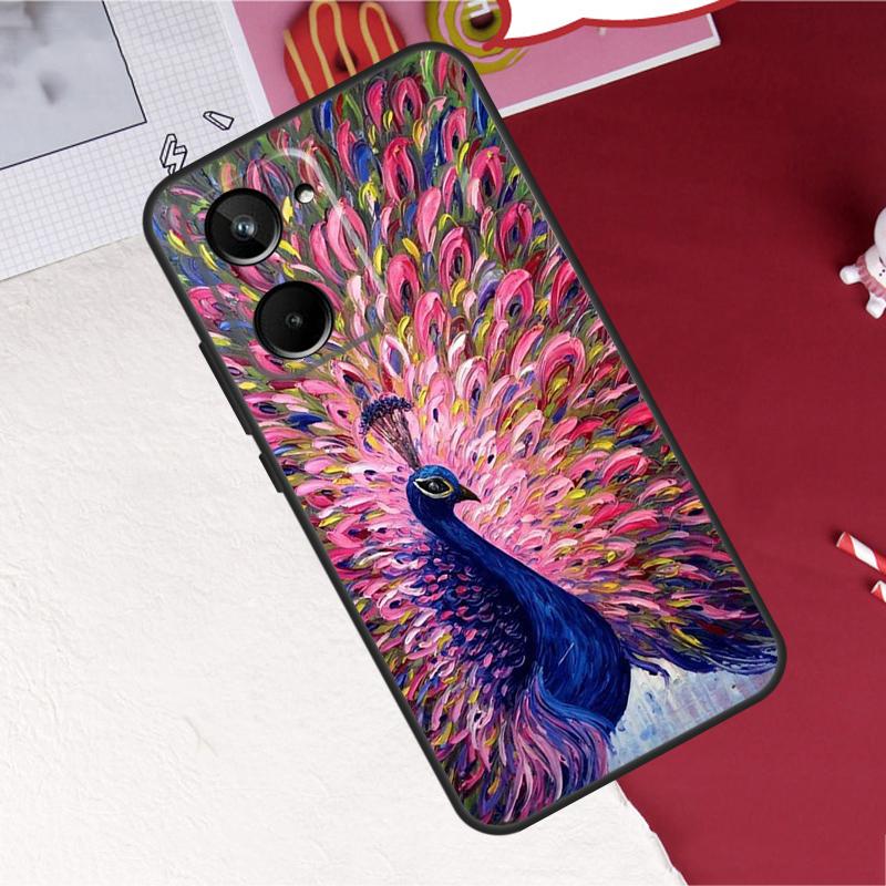 Чехол с узором «Павлин» для Realme GT7 Pro 15 10 11 12 13 14 Pro Plus C67 C65 C63 C61 C55 C53 C51 C35 C75 C71