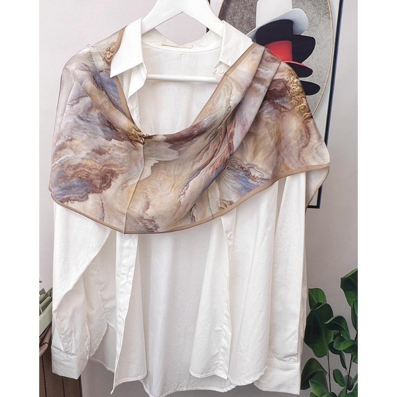 New! Silk, Spring And Summer Double Crepe Silk Scarf Versatile Long Mulberry Silk Shawl Yarn Thin