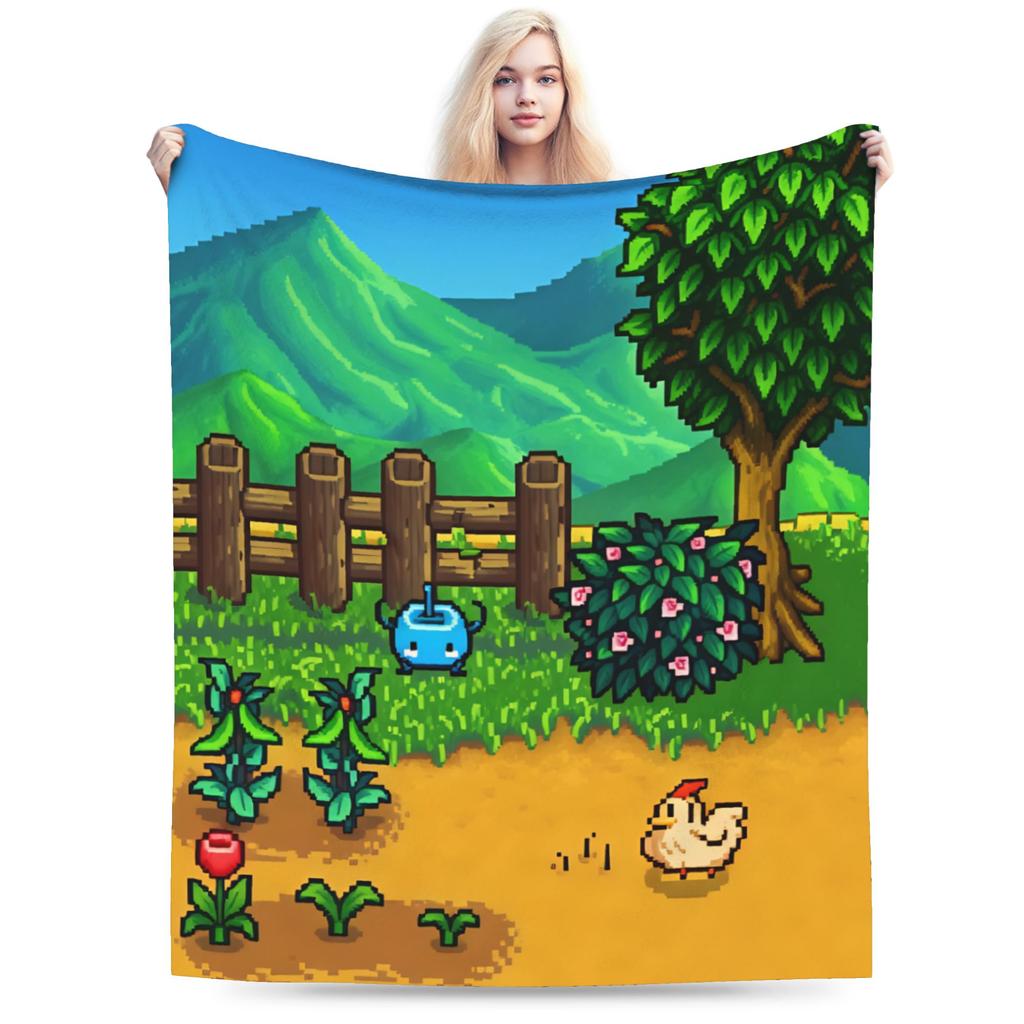 Животные из Stardew Valley Плед Мягкий Теплый Забавный Плюшевый Плед для Детской Комнаты Фланелевая Постельная Простыня Покрывало