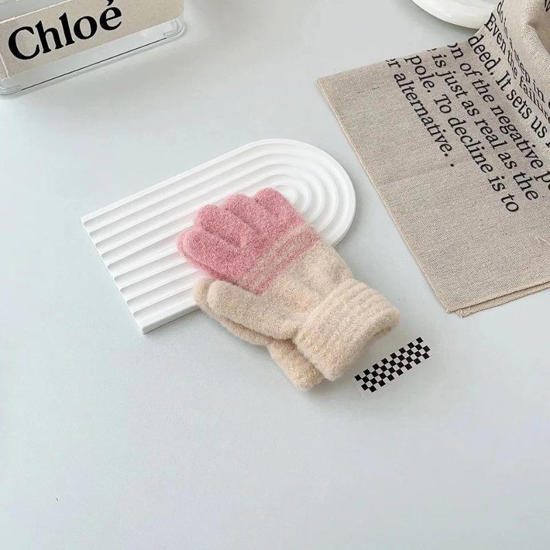 2-6 лет Детские теплые перчатки Осень Зима Защита от холода Утолщенные для мальчиков и девочек Дети из детского сада Перчатки с пятью пальцами