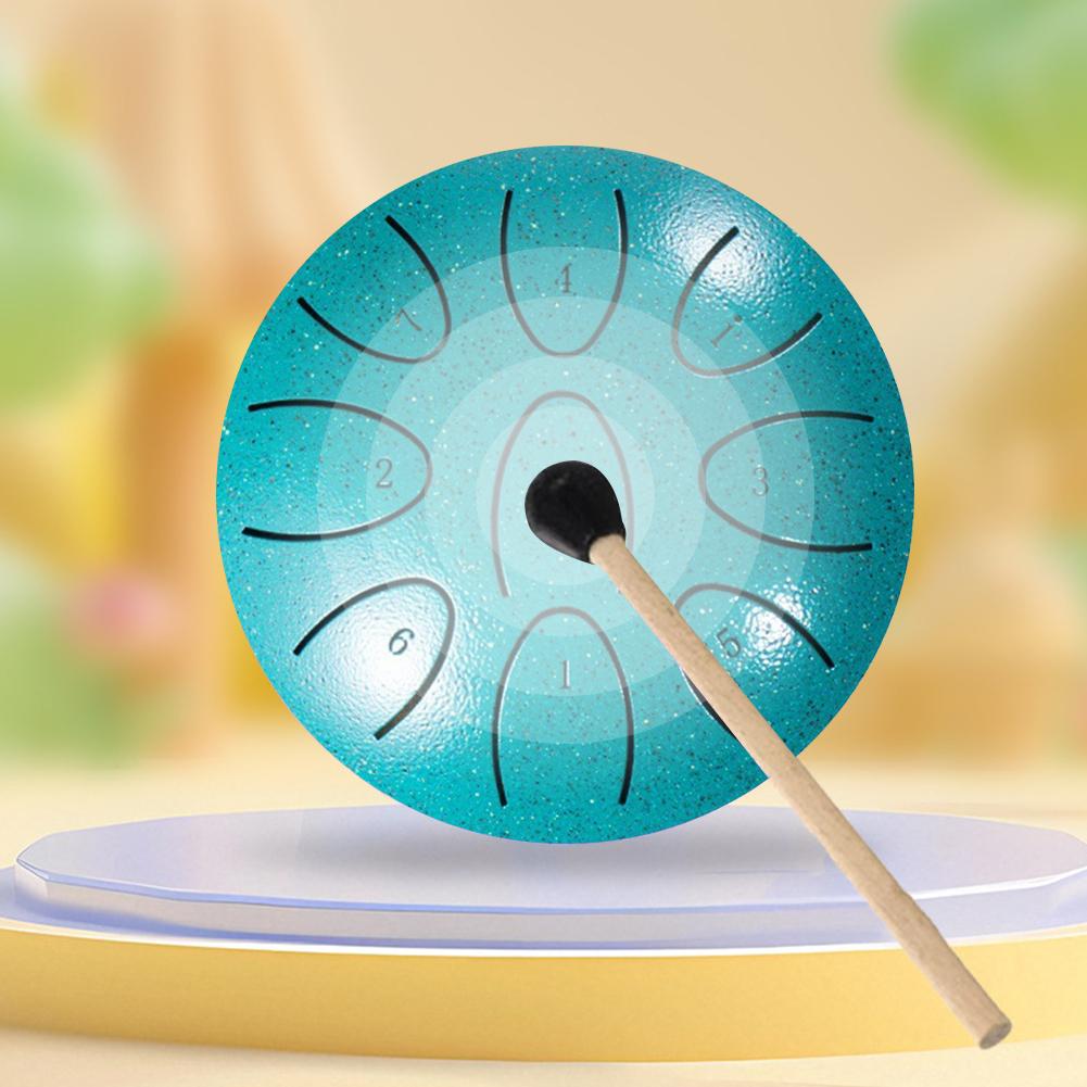 Портативный дождевой барабан 4 дюйма, 9-нотный хэндпан с палочками, уличный чакра-барабан для йоги, музыкальной медитации