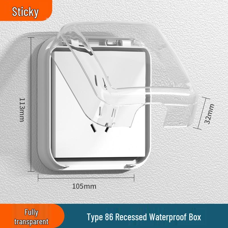 Водонепроницаемая крышка для розетки в ванной комнате, тип 86: Защищенная от детей, клейкая коробка-экран