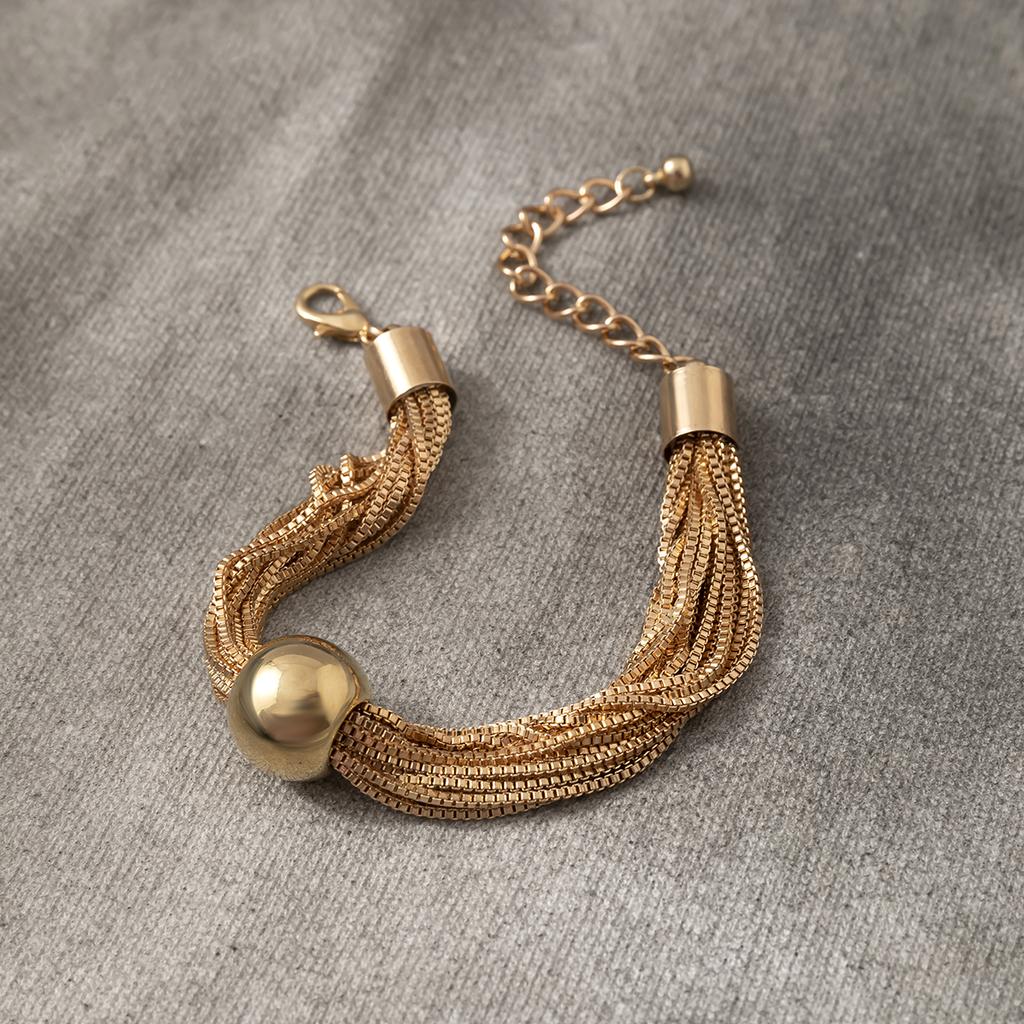 Exaggerate Punk Multi-layer Chain Folding Bracelet Temperament Small Geometric Ball Personality Bracelet