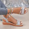 Women's Low Heel Flat Sandals Solid Color Open Toe Outdoor Anti Slip Casual Sandals