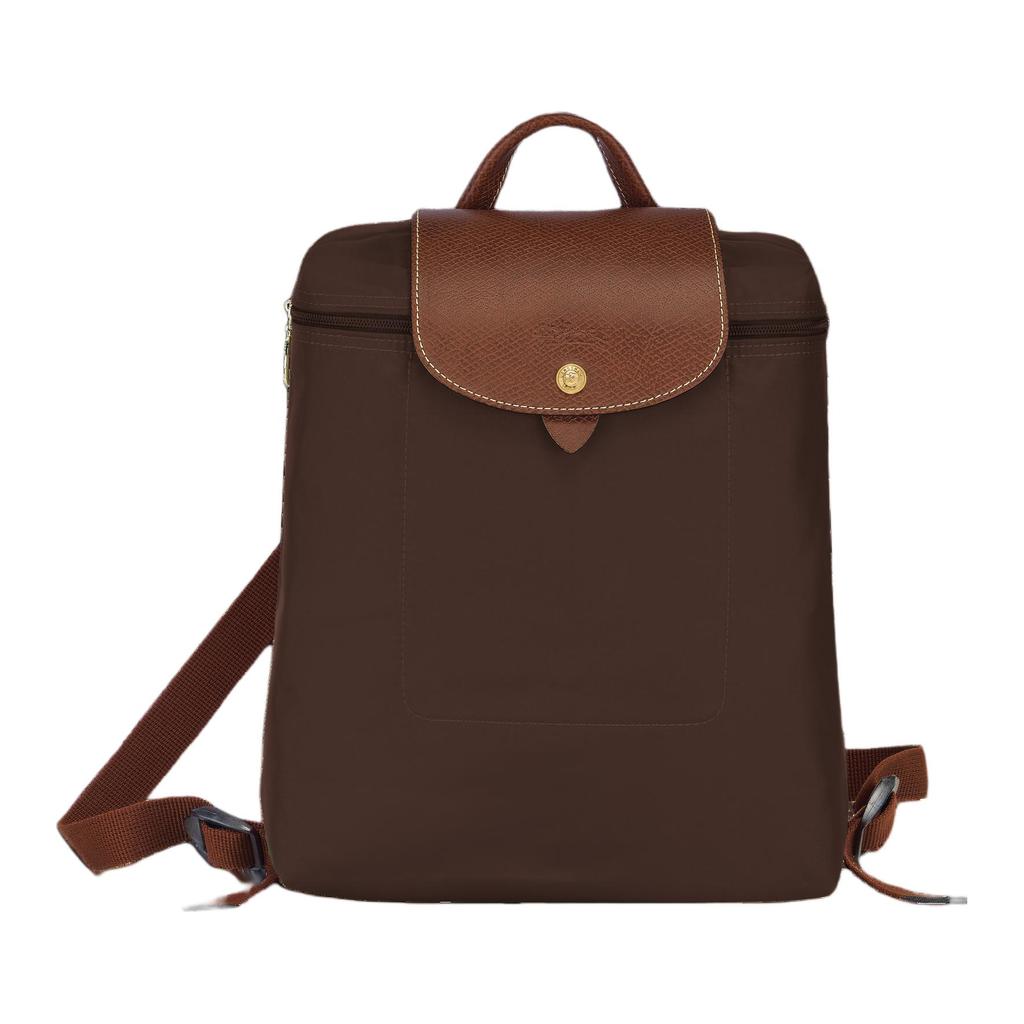 Longchamp Рюкзак Le Pliage, однотонный, на молнии, с тисненым логотипом, на кнопке, из канваса, женский, цвет Эбеновое дерево 1699089P81