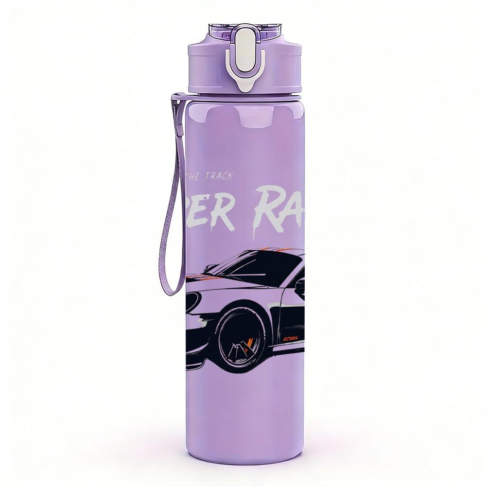 1PC Super Racing Sport Car 750ml Color Plastic Sports Water Bottle Leakproof Flip Straw Lid Suitable for Sports Office Home Use