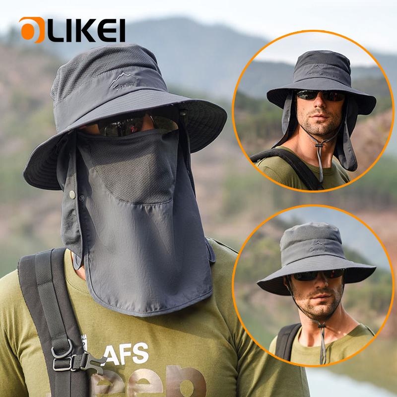 OLIKEI Face Shield Sun Hat for Men Women Summer Outdoor Fisherman Hat Anti-UV Fishing Hat Breathable Quick-drying Hiking Sunshade Hat