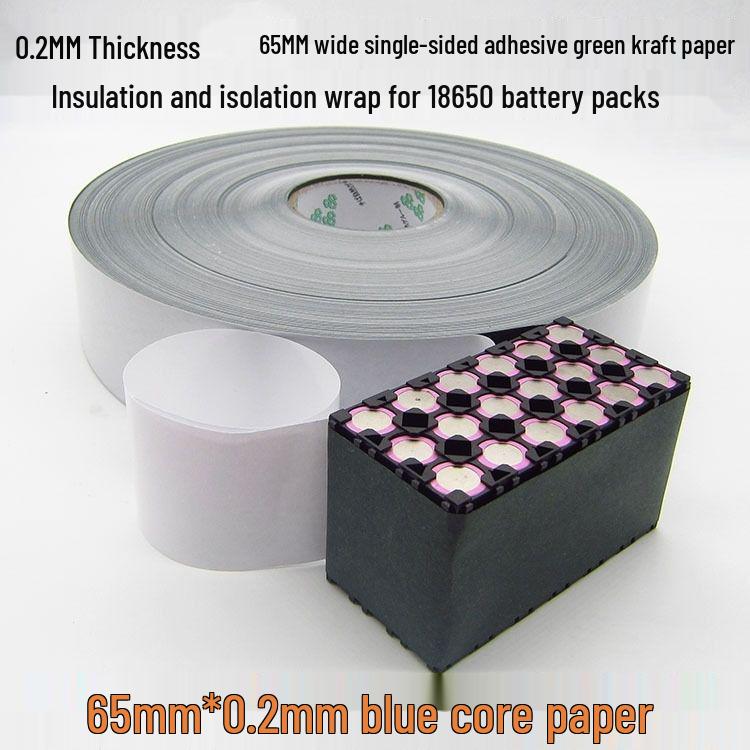 Green Shell Adhesive-Backed Barley Paper for 18650 Lithium Battery High-Temperature Insulation