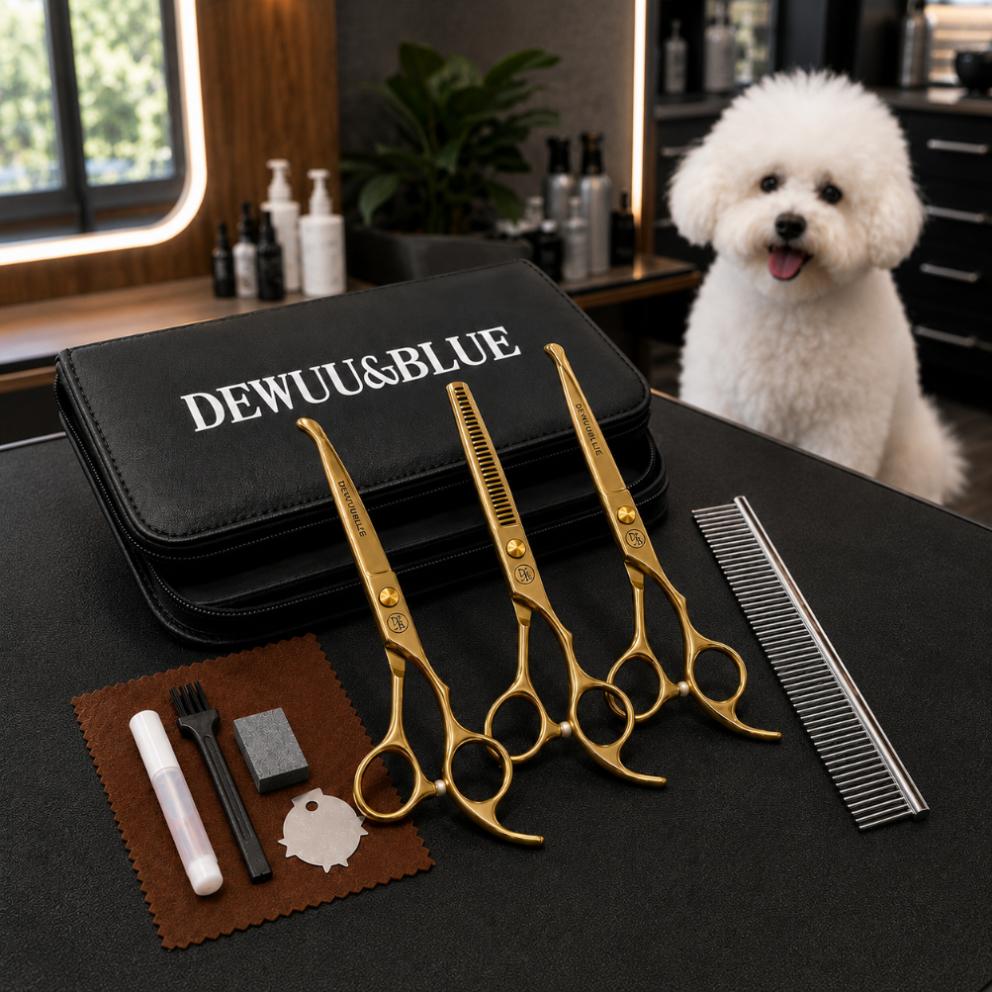 Haircutting Set 2 x Scissors + Detangler 6.0 Grooming Comb 10 in 1 E