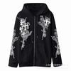 2024 new product ultra-clear hollow national style moire cross zipper sweater casual comfortable jacket cardigan sweater women