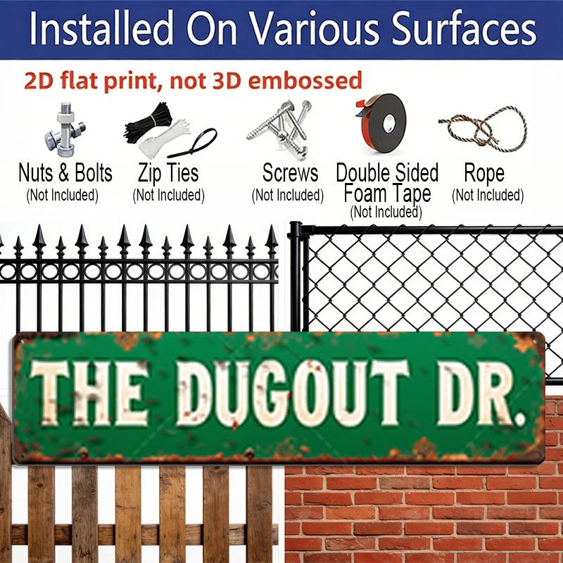 15.7×3.94inch Vintage Green "THE DUGOUT " Metal Sign, Aluminum Sign / Decorative Sign, Themed Wall Art for Sports Bar, for Man Cave Decor, Classic