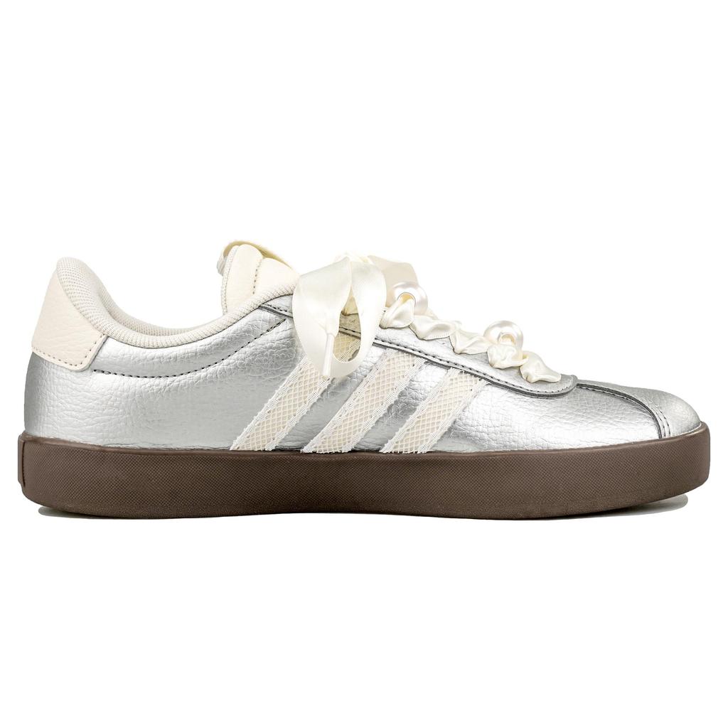 adidas VL COURT 3.0 RISK Серебристый Морозный Жемчуг Скользкие Устойчивые к истиранию Низкие Кеды для Скейтборда Серебристые JQ7315(Команда27-)