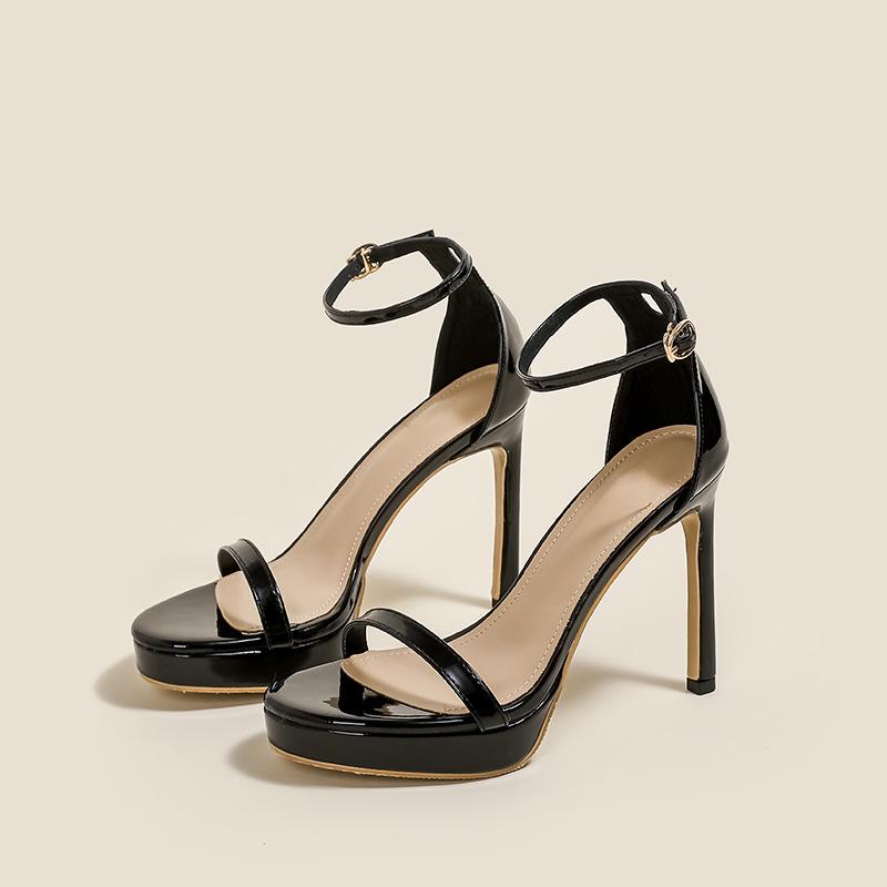 Thick-soled One-word Sandals for Women's Summer SW Stars with the Same Waterproof Table High Heels, Sexy Versatile Height-increasing Stiletto Shoes