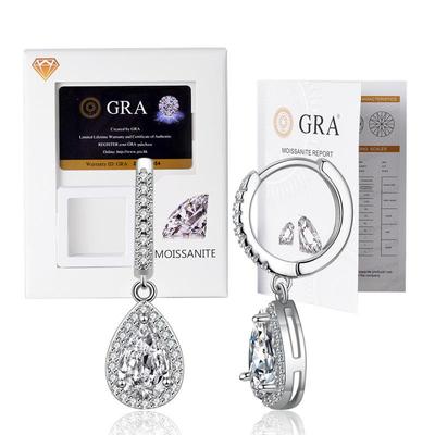 Элегантные серьги-капли из муассанита цвета D в стерлинговом серебре 925 пробы - Классический дизайн с одним каратом.