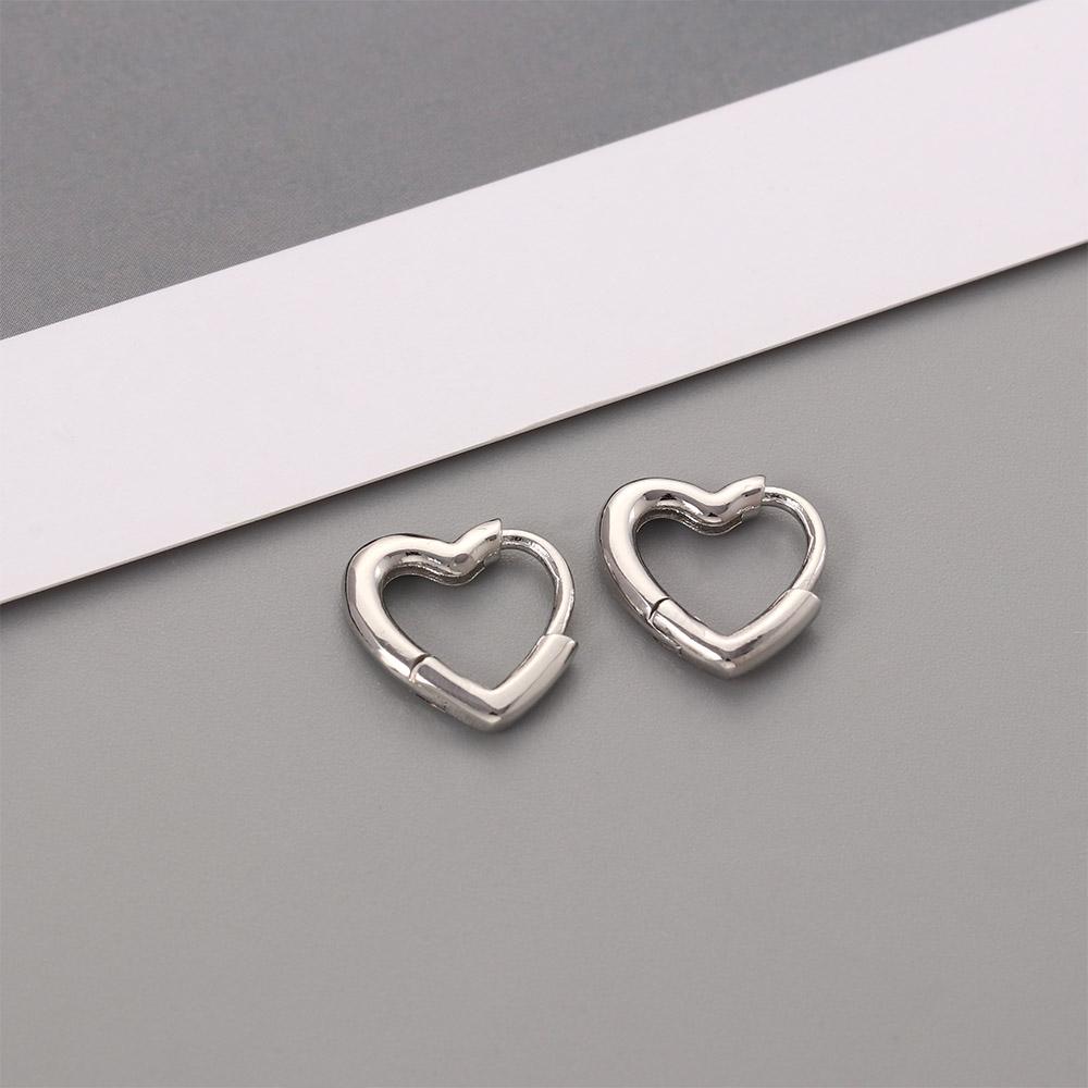 Temperament Wild Girls Women Heart Buckle Piercing Earrings Copper Hoop Earrings Fashion Jewelry