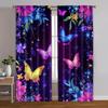 2pcs, Creative Curtains Modern Dream Luminous Blue Purple Butterfly Versatile Polyester Fabric (without Rod) Decorations Outdoor