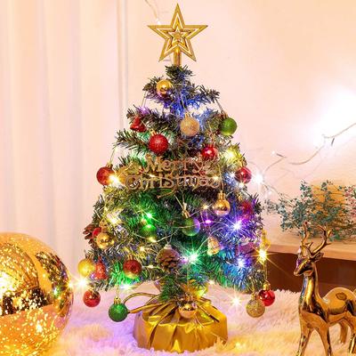 XmasExp 20-дюймовая мини-елка, искусственная маленькая елка с огоньками, звезда на верхушку, шары-украшения, колокольчики и шишки, DIY рождественские украшения