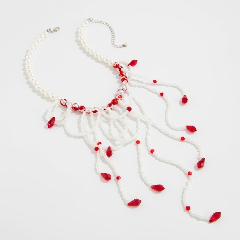 Multilayer Blood Drop Necklace Tassel Gothic Jewelry Creative Halloween Choker Cosplay