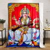 Hindu Deity Lotus Veena Throw Blanket bedroom Blanket for Livingroom Couch lunch break Soft throw for Friend's festival Gift