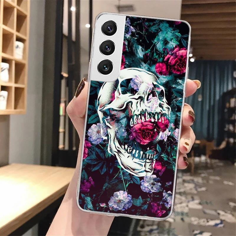 Цветочный Сахарный Череп Цветок Мягкий Чехол Для Телефона Для Samsung Galaxy S24 S23 S22 S25 Ultra S21 Plus S20 FE S10 + S24Ultra Узор Чехол S