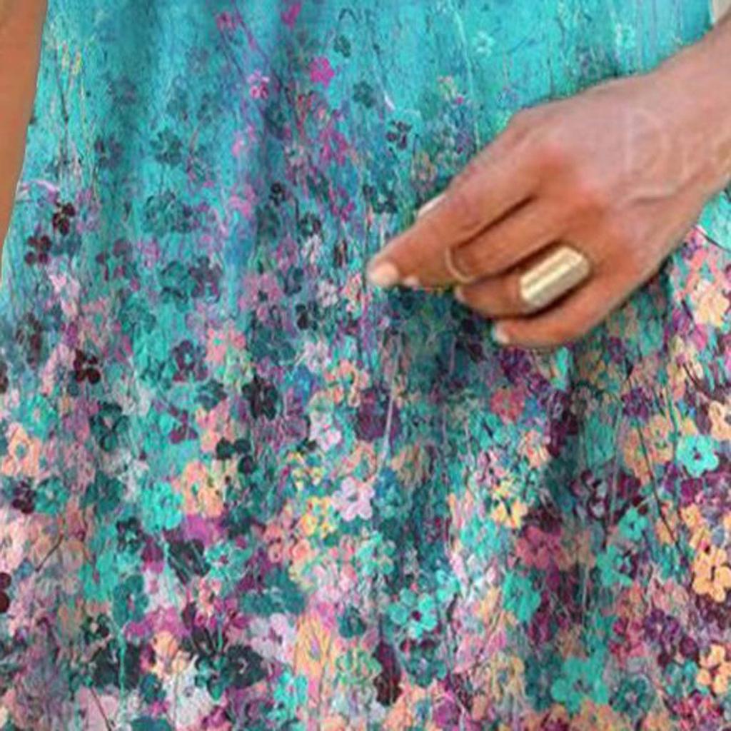 Fashion Women's Summer Casual Metal Hanging Neck Printed Strapless Dress