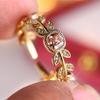 Cute Square Champagne Zircon Adjustable Rings For Women Yellow Gold Color Leaf Open Ring Wedding Jewelry Gift