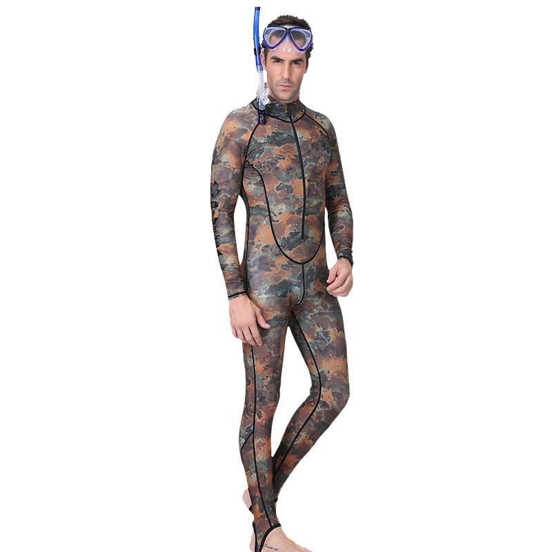 Mens Camo Full-Body UV Protection Diving Suit With Front Zipper Snorkeling Swimming Water Sports