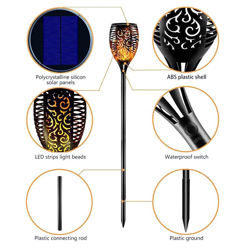 12/96 Светодиодное наружное солнечное ландшафтное освещение, светочувствительное освещение домашнего двора, атмосфера сада во дворе, свет пламени, рождественские украшения