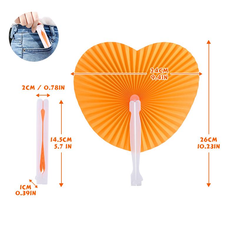 20-100 Pcs Multicolor Wedding Folding Paper Fans DIY Painting Heart Shape Blank Paper Fan For Birthday And Country Decoration