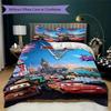 Lightning McQueen Cartoon Prints bedding, duvet cover and pillowcases, birthday gift (1 duvet cover + 2 pillowcases, pillow insert not included)JM001
