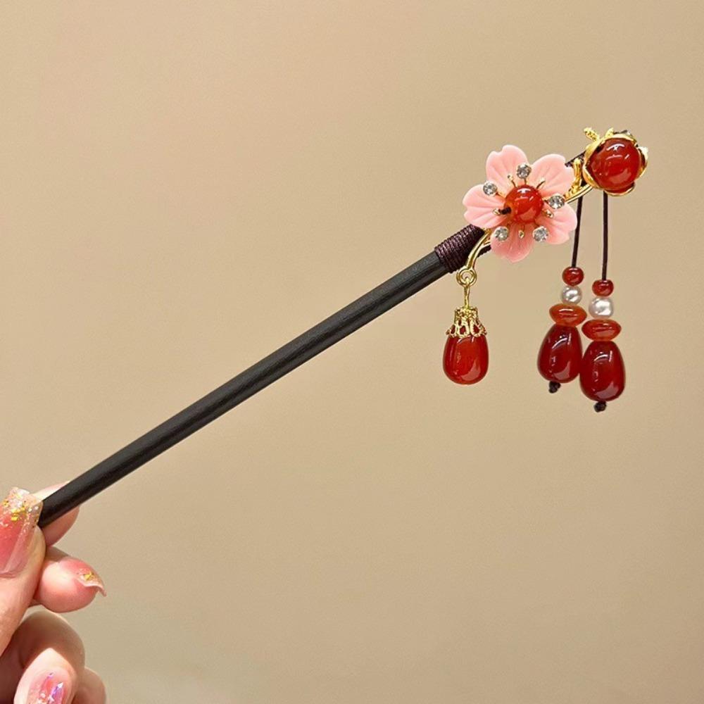 Vintage Flower Hairpin Flower Hairpin Fork Jewelry Accessories New Chinese Hair Stick  for Hanfu
