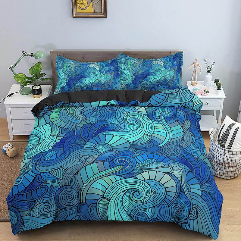 Psychedelic Boho Luxury Bedding Set 2/3PCS With Pillowcase King Mandala Duvet Cover Queen Comforter Cover Polyester Quilt Cover