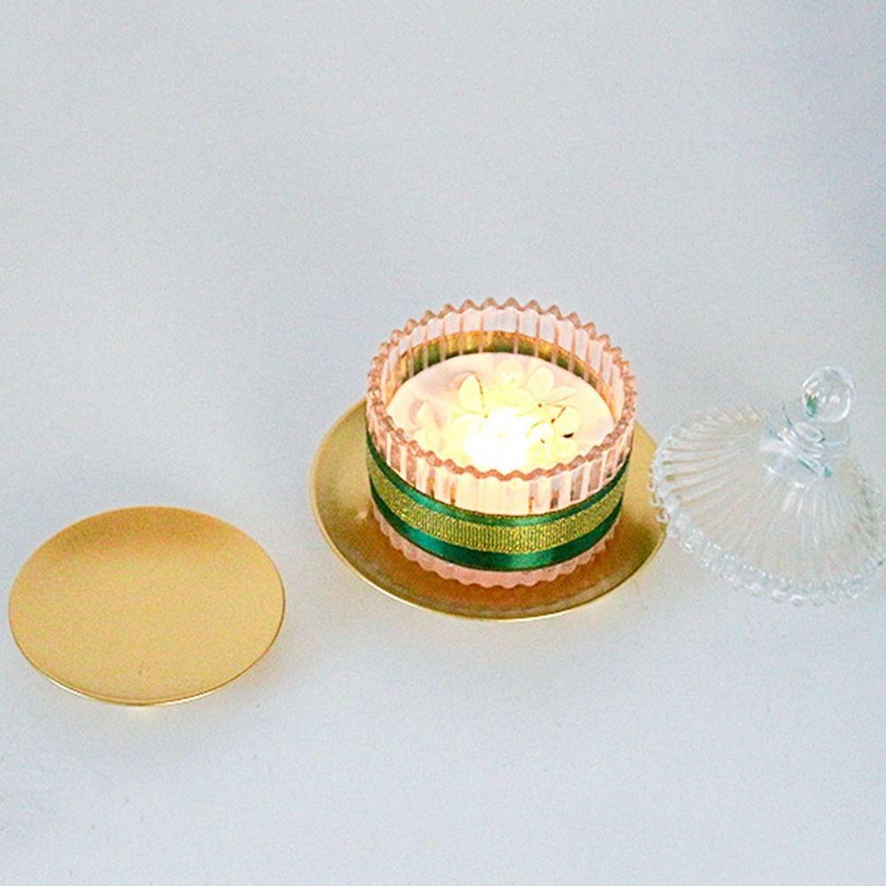 Black Pillar Metal Plate Round Candle Base Tray Creative Iron Candle Holder  Banquet