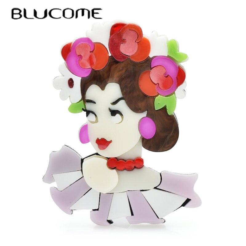 Blucome Акриловый старинный костюм, женские броши для женщин, цветы, красота, вечерние офисные броши для девочек, подарки на булавке