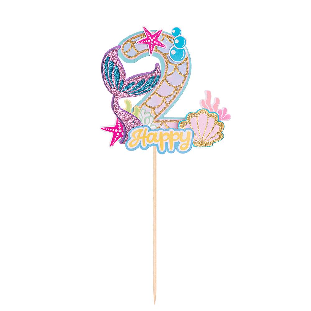 Хвост русалки С Днем Рождения Торт Украшение для вечеринки в честь Русалочки 1-10 цифр Украшения для кексов для девочек День рождения Baby Shower Декор