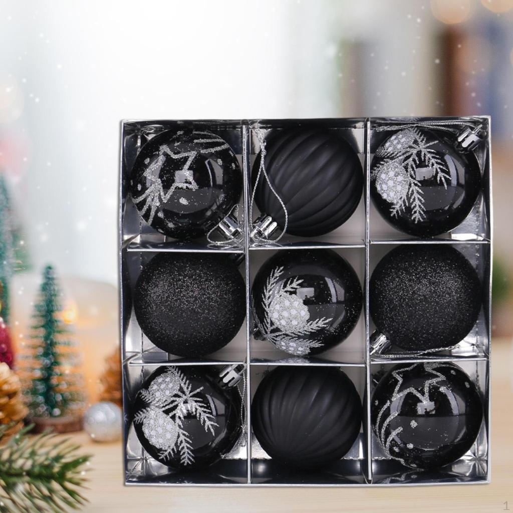 9 Pieces Christmas Ball Ornaments Tree Decorations 2.36" Round Shaped for Indoor