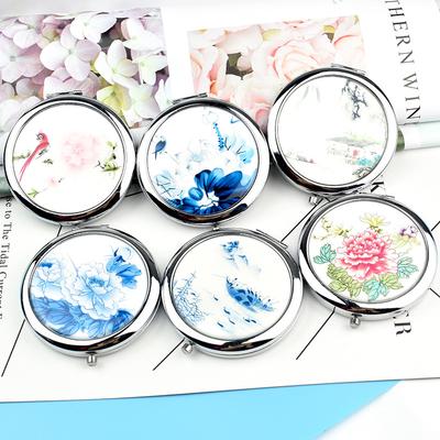 Металлическая аптечка с цветочным принтом, круглая, с тремя отделениями для хранения, переносная дорожная таблетница, брелок