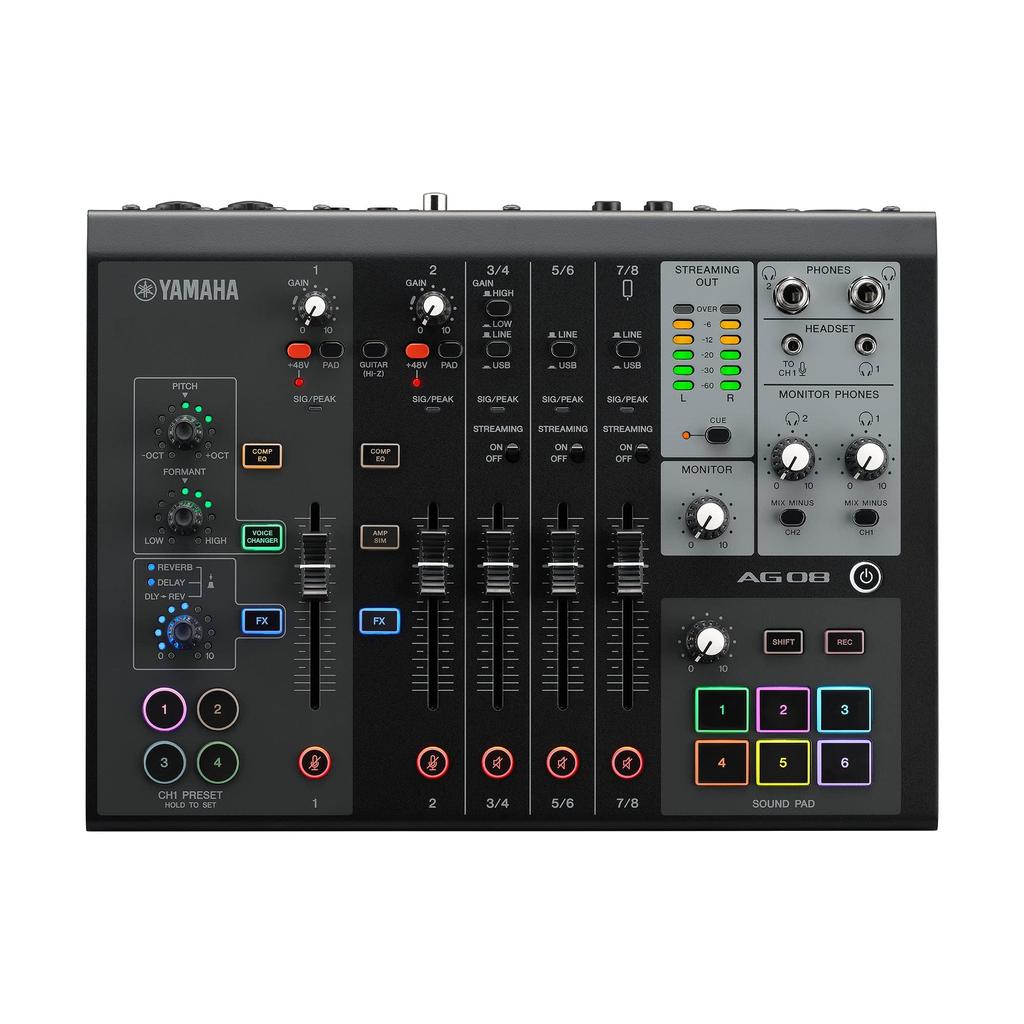 YAMAHA Live Streaming Mixer Live Distribution 8 Channel Voice Changer Black AG08 B Built-in