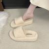 Internet Celebrity Plush Thick-soled One-word Cotton Slippers Women's Outerwear 2025 Autumn and Winter New Soft-soled Comfortable One-pedal Fluff Drag