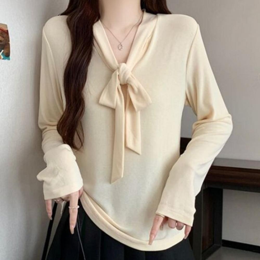 NaVaVa Women Ribbon V Neck Long sleeVe T shirT nT3277