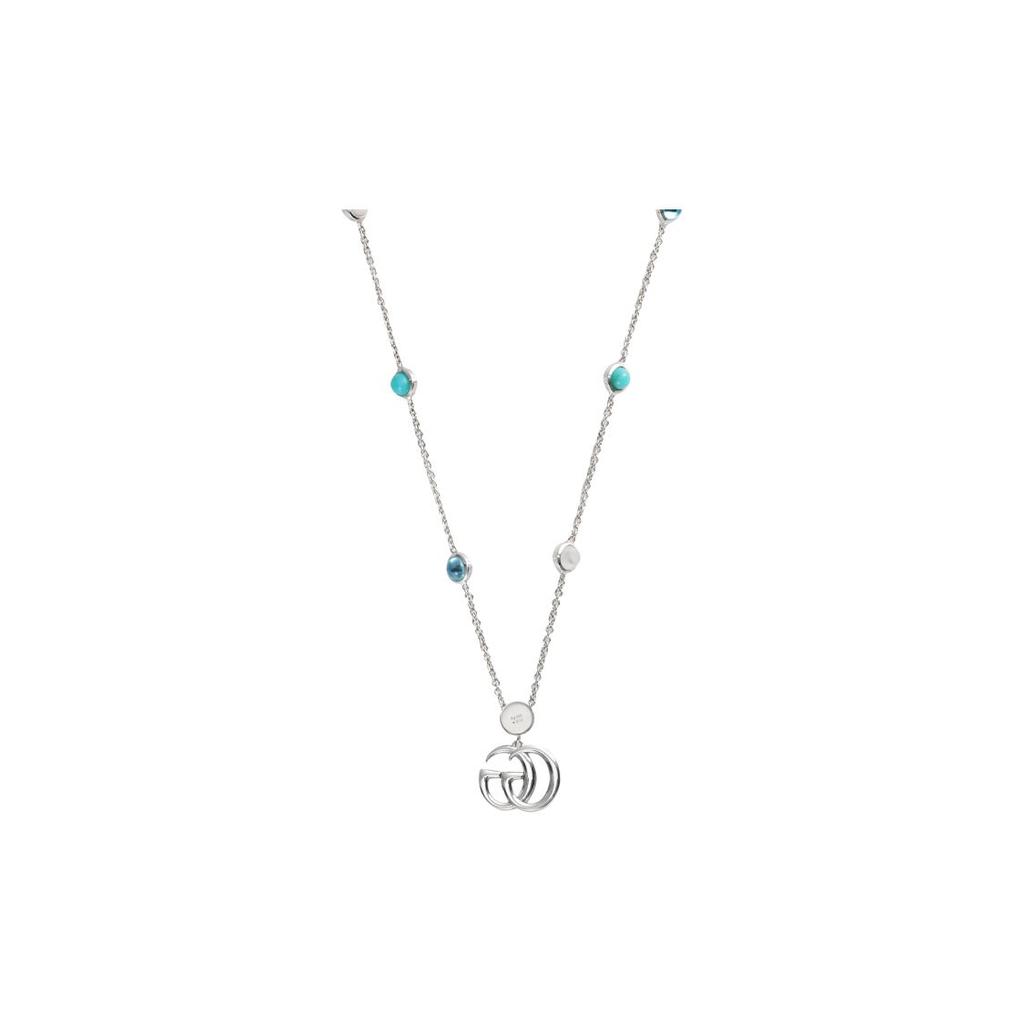 Gucci GG Marmont Double G Logo Classic Quilted Shiny 925 Silver Necklace Women necklace YBB527399001